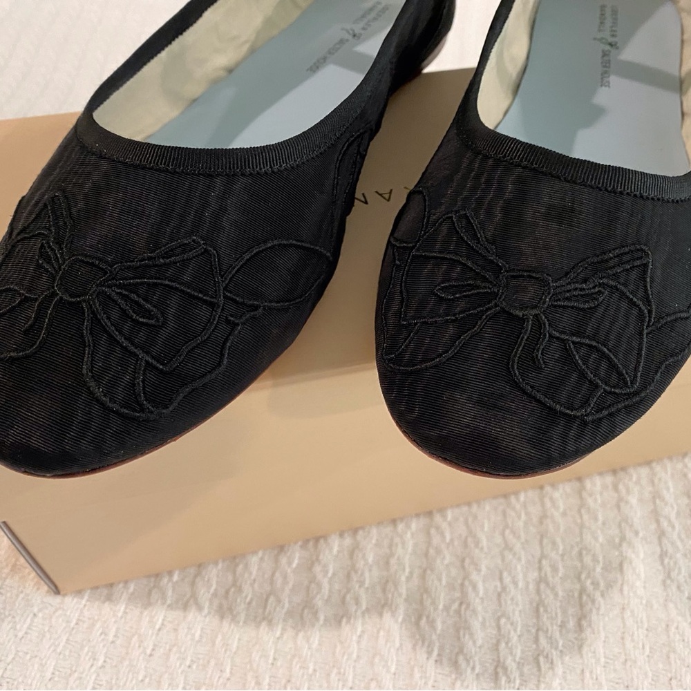 LOEFFLER RANDALL x SALTER HOUSE Black Moire Bow Flats sz 10.5 - Picture 4 of 12